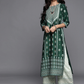 Women Green & White Chanderi Silk Kurta