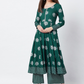 Women Green & White Floral Print Kurta Set