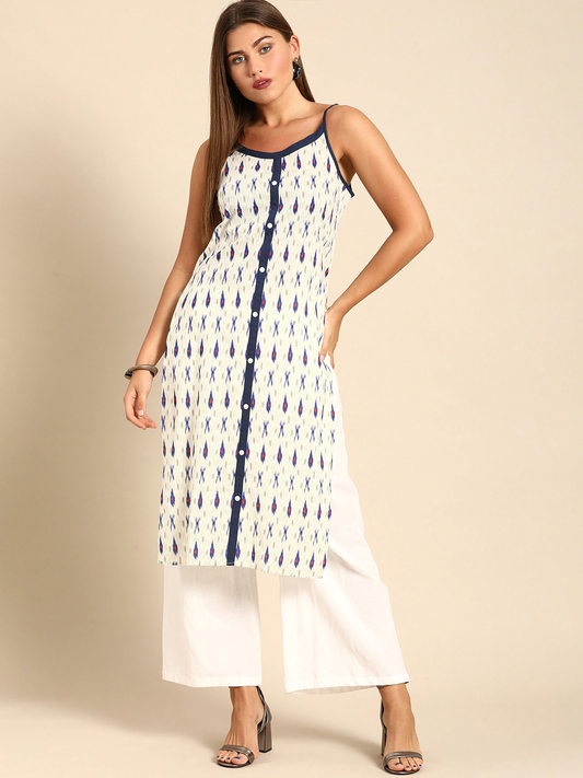 Women Grey Ethnic Cotton Kurta