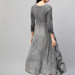 Women Grey Floral Printed Crepe Dress