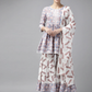 Women Grey Floral Printed Regular Pure Cotton Kurti Set