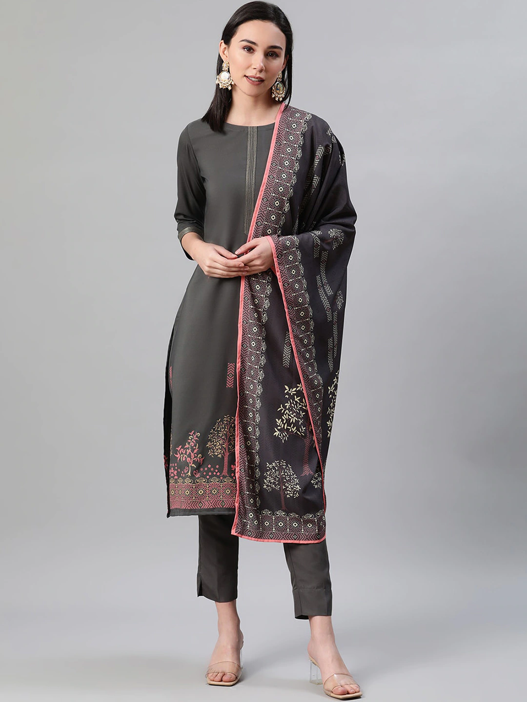 Women Grey Printed Kurta Set