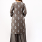 Women Grey Printed Kurti with Sharara