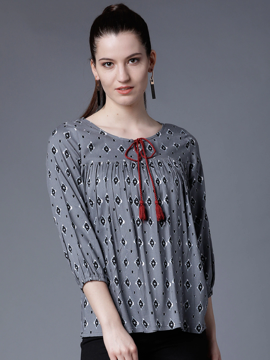 Women Grey Printed Top