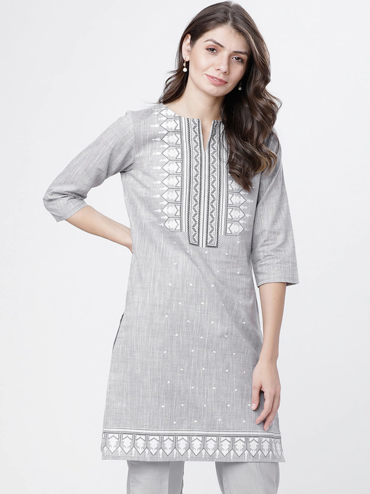 Women Grey Printed Tunic