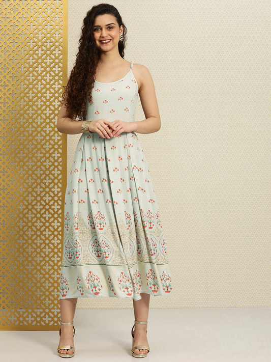 Women Grey Floral Printed Dress