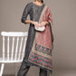 Women Grey Silk Blend Kurta Set
