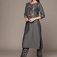 Women Grey Silk Blend Kurta Set