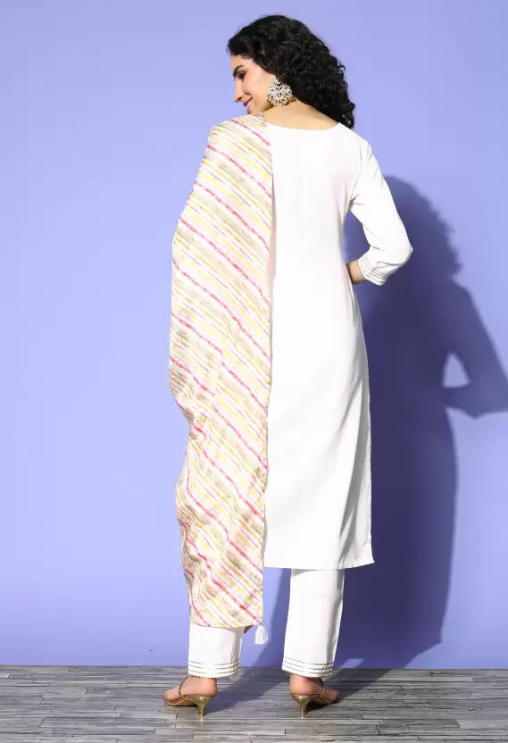 Women Kurta Pant And Dupatta Set Cotton Blend