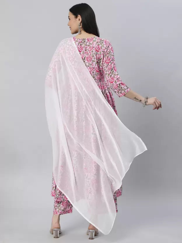 Women Kurta Pant And Dupatta Set Cotton Blend