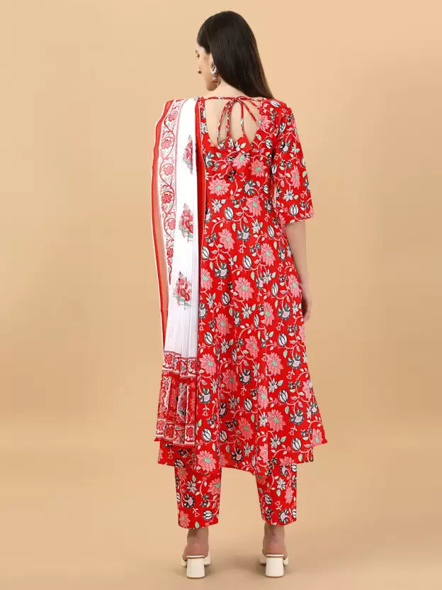 Women Kurta Pant And Dupatta Set Cotton Rayon