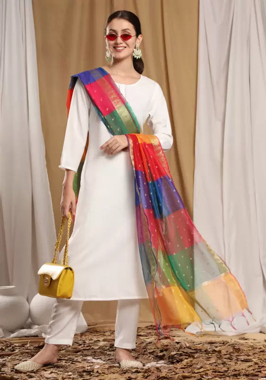 Women Kurta Pant And Dupatta Set Pure Cotton