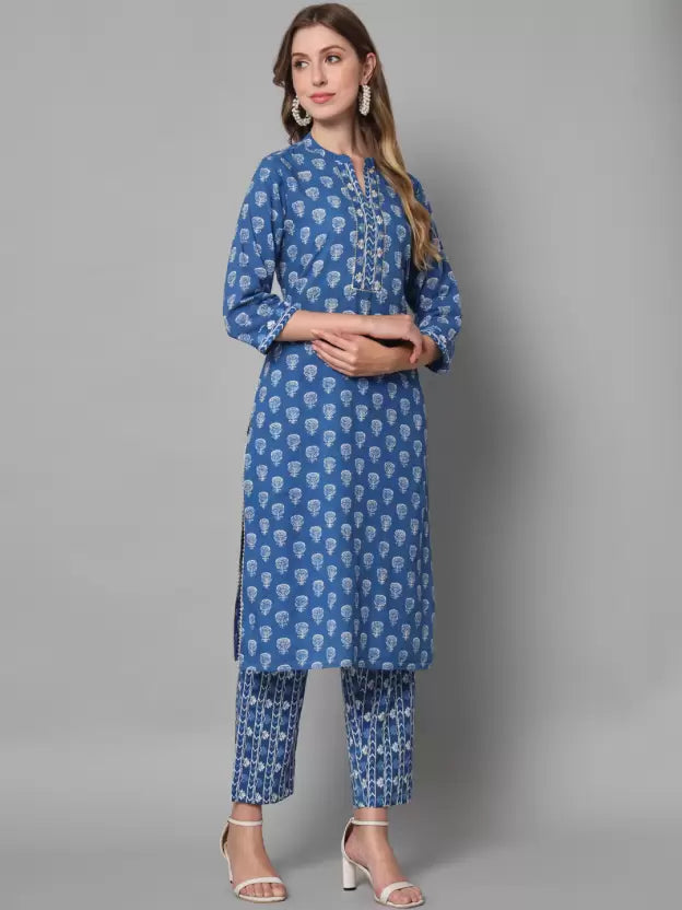 Women Kurta Pant And Dupatta Set Pure Cotton