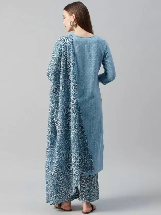 Women Kurta Pant And Dupatta Set Pure Cotton