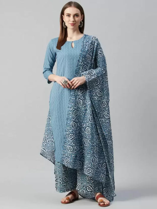 Women Kurta Pant And Dupatta Set Pure Cotton