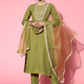 Women Kurta Pant And Dupatta Set Silk Blend
