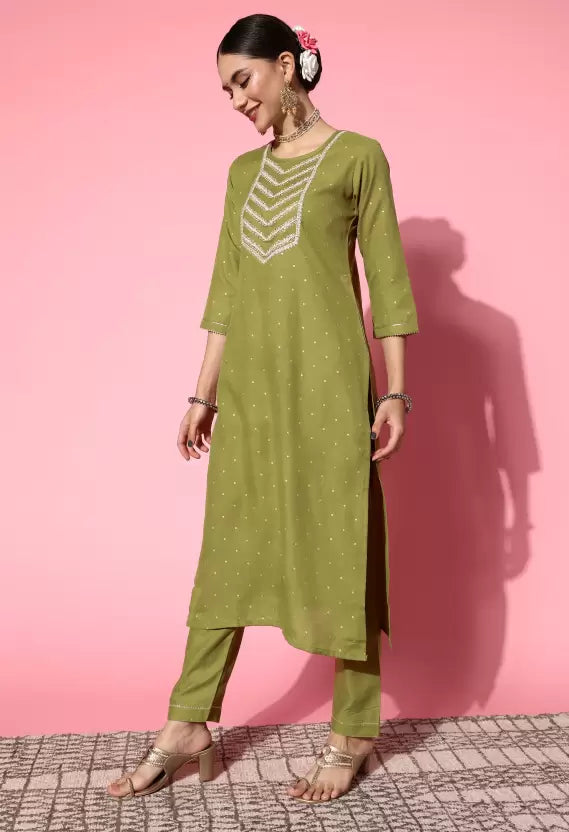 Women Kurta Pant And Dupatta Set Silk Blend