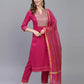 Women Kurta Pant And Dupatta Set Silk Blend