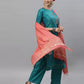 Women Kurta Pant And Dupatta Set Silk Blend