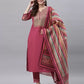Women Kurta Pant And Dupatta Set Silk Blend