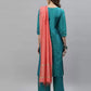 Women Kurta Pant And Dupatta Set Silk Blend