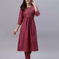 Women Kurta Pant And Dupatta Set Silk Blend