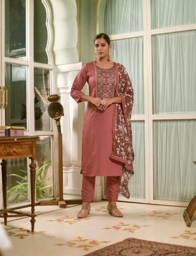 Women Kurta, Pant And Dupatta Set Viscose Rayon