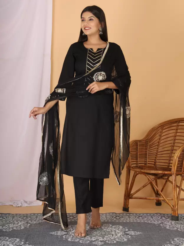 Women Kurta Pant And Dupatta Set Viscose Rayon