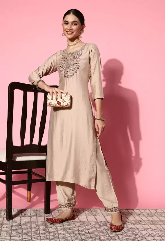 Women Kurta Pant And Dupatta Set Viscose Rayon