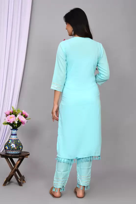 Women Kurta Pant And Dupatta Set Viscose Rayon