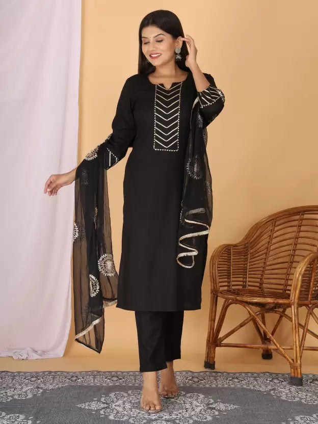 Women Kurta Pant And Dupatta Set Viscose Rayon