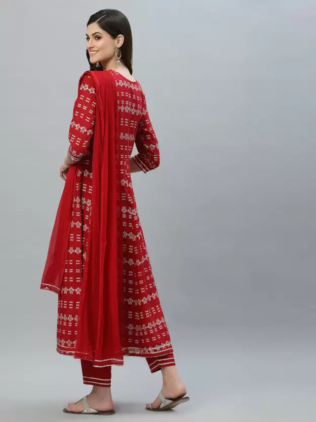 Women Viscose Rayon Kurta Pant And Dupatta Set