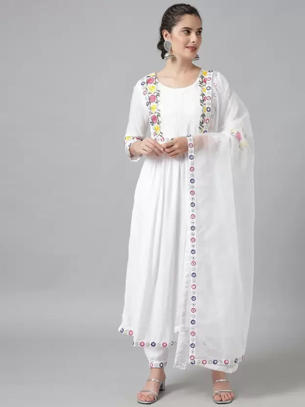 Women Viscose Rayon Kurta Pant And Dupatta Set