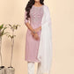 Women Kurta Pyjama & Dupatta Set Cotton Blend