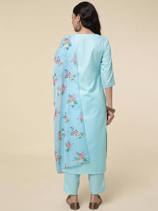 Women Kurta Pyjama & Dupatta Set Cotton Blend