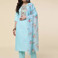 Women Kurta Pyjama & Dupatta Set Cotton Blend