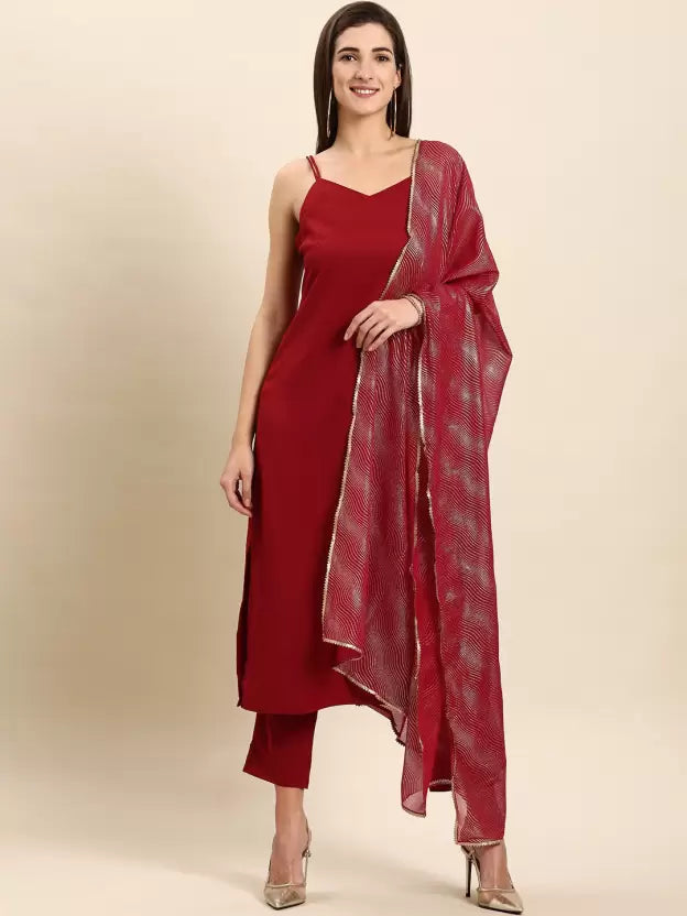 Women Crepe Kurta Pyjama & Dupatta Set