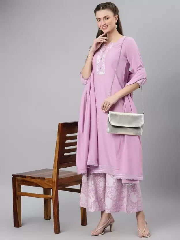 Women Kurta Pyjama & Dupatta Set Viscose Rayon