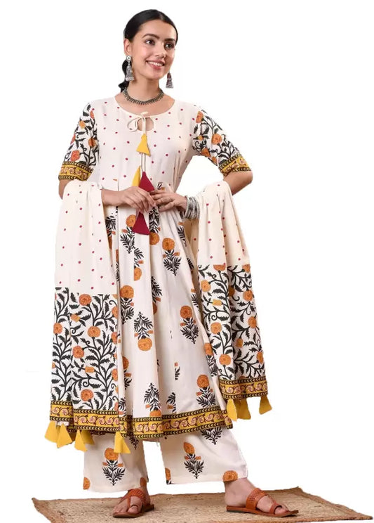 Women Kurta Viscose Rayon Pyjama & Dupatta Set