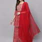Women Viscose Rayon Kurta Sharara and Dupatta Set