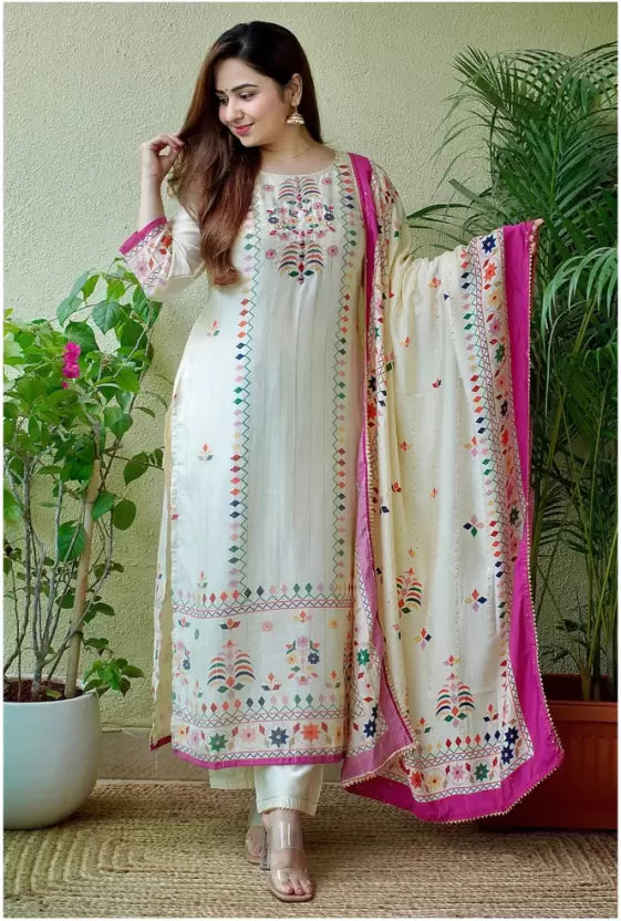 Women Kurta and Dupatta Set Art Silk