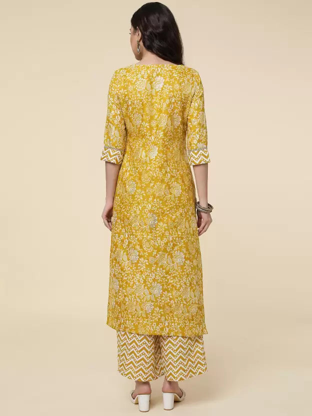 Women Kurta and Palazzo Set Cotton Blend