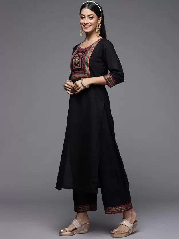 Women Cotton Blend Kurta and Palazzo Set