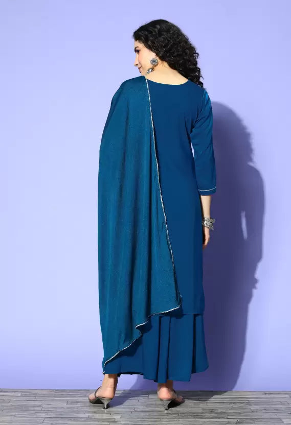 Women Kurta and Palazzo Set Satin