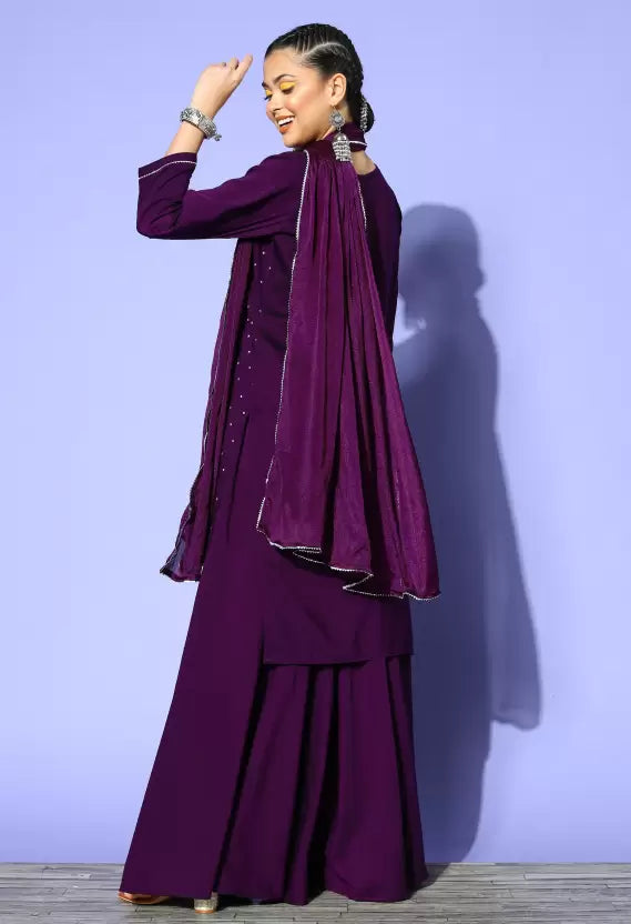 Women Kurta and Palazzo Set Satin