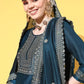 Women Teal Kurta and Palazzo Set Silk Blend