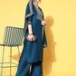 Women Teal Kurta and Palazzo Set Silk Blend