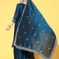Women Teal Kurta and Palazzo Set Silk Blend