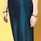 Women Teal Kurta and Palazzo Set Silk Blend