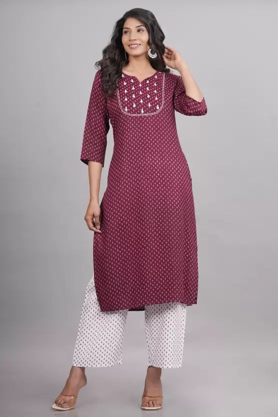 Women Kurta and Palazzo Set Viscose Rayon